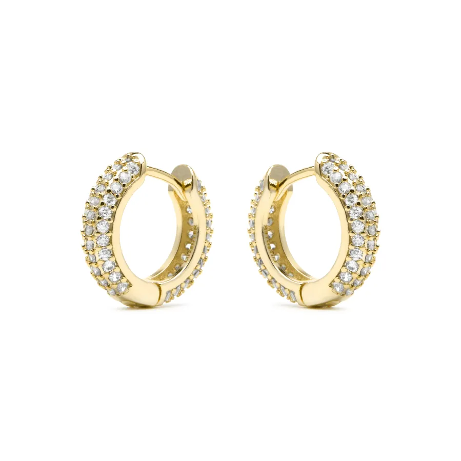 Pendientes de 9mm de diámetro acabado Oro Amarillo de 18k con circonita- Lesrat