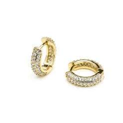 Pendientes de 9mm de diámetro acabado Oro Amarillo de 18k con circonita- Lesrat