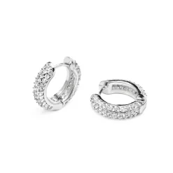 Pendientes de 9mm de diámetro acabado plata y circonita - Lesrat