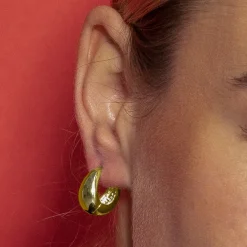 Pendientes de 17mm de diámetro acabado Oro Amarillo 18k - Mickra