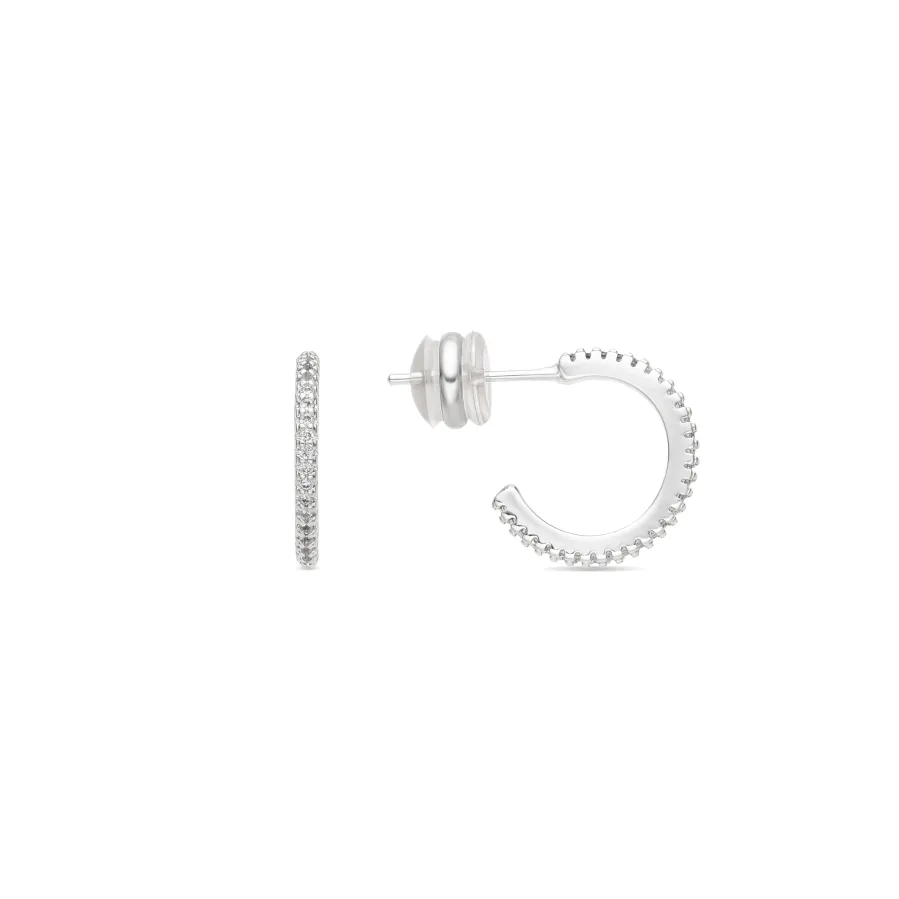 Pendientes de 15mm de diámetro acabado plata y circonita - Azar