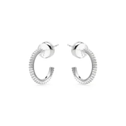 Pendientes de 15mm de diámetro acabado plata y circonita - Azar