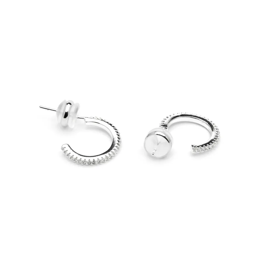 Pendientes de 15mm de diámetro acabado plata y circonita - Azar