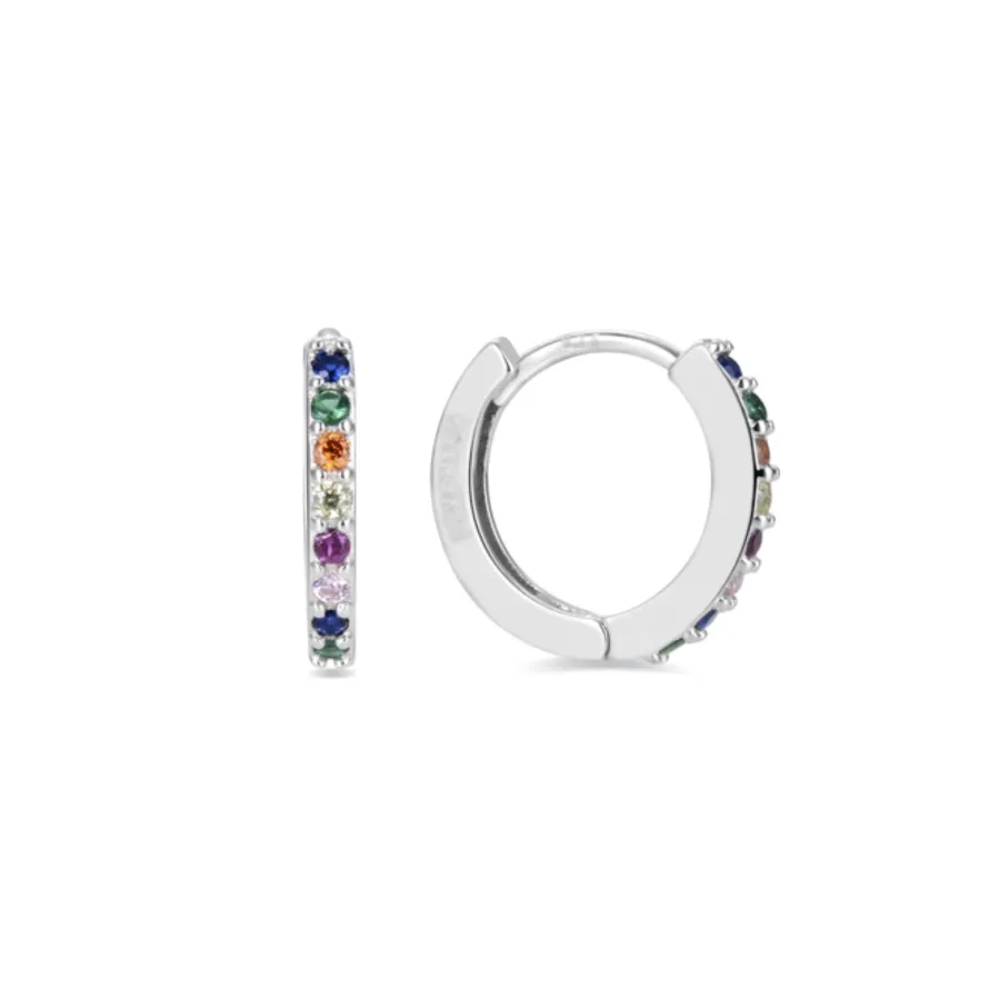 Pendientes de 10mm de Plata de Ley 925 con Circonita Multicolor acabados en rodio - Valarys