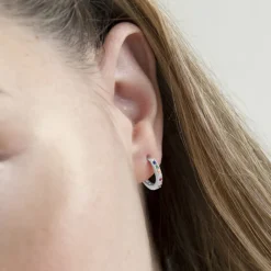 Pendientes de 10mm de Plata de Ley 925 con Circonita Multicolor acabados en rodio - Valarys
