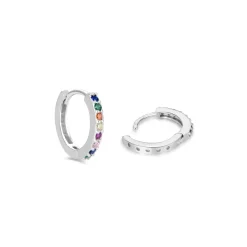Pendientes de 10mm de Plata de Ley 925 con Circonita Multicolor acabados en rodio - Valarys
