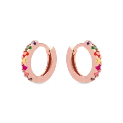 Pendientes de 9mm de Plata de Ley 925 con Circonita Multicolor acabados en rodio - Meri