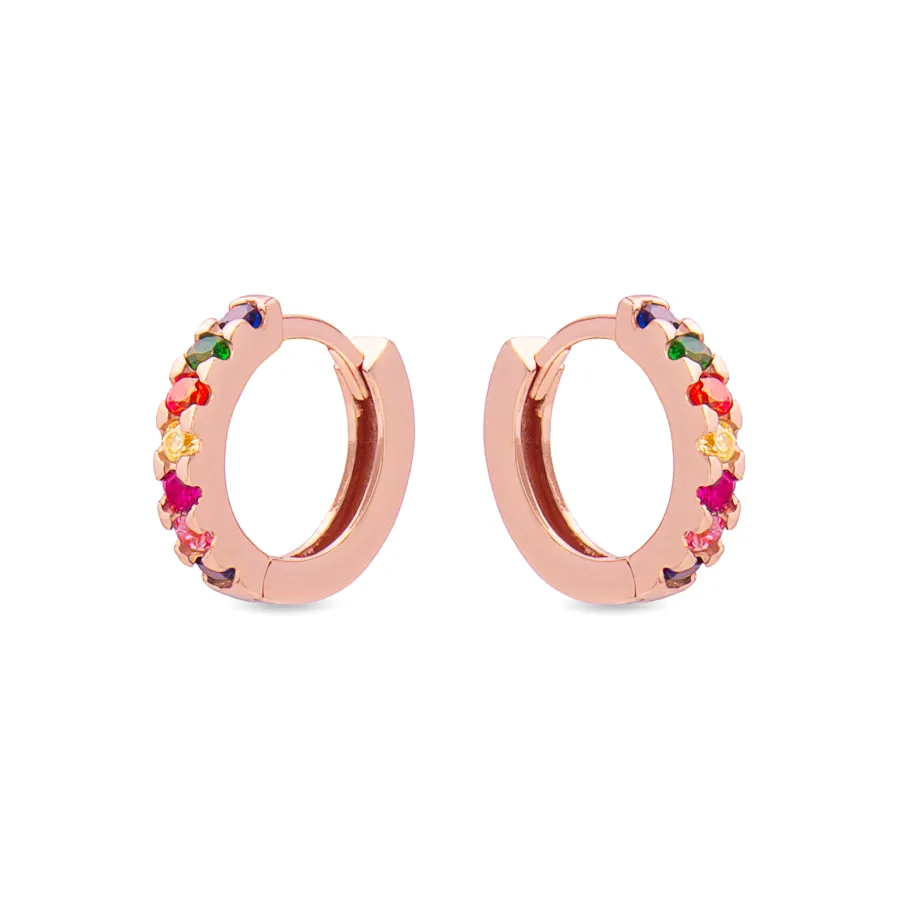 Pendientes de 9mm de Plata de Ley 925 con Circonita Multicolor acabados en rodio - Meri