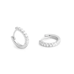 Pendientes de 9mm de Plata de Ley 925 con Circonita Brillante acabados en rodio - Meri