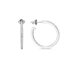 Pendientes de 24mm de Plata de Ley 925 con Circonita Brillante acabados en rodio - Xoma