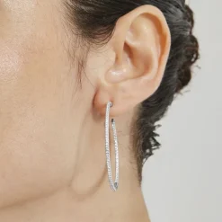 Pendientes de 24mm de Plata de Ley 925 con Circonita Brillante acabados en rodio - Xoma