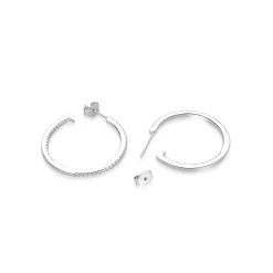 Pendientes de 24mm de Plata de Ley 925 con Circonita Brillante acabados en rodio - Xoma