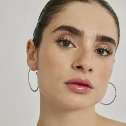 Pendientes de 24mm de Plata de Ley 925 con Circonita Brillante acabados en rodio - Xoma