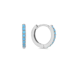 Pendientes de 10mm de Plata de Ley 925 con Turquesa acabados en rodio - Valarys