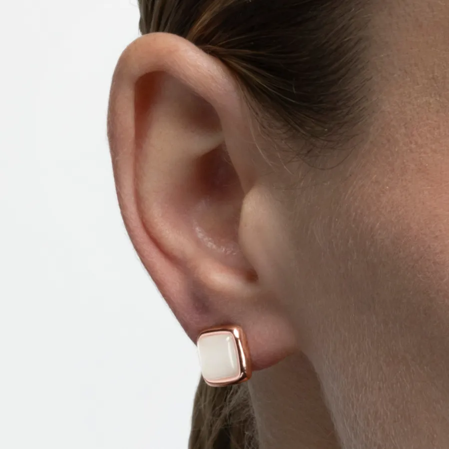 Pendientes de Ojo de Gato acabados en oro rosa 18K - Mosi
