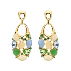 Pendientes de Ojo de Gato Multicolor acabado en oro amarillo 18k - Humawar