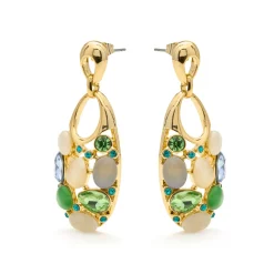 Pendientes de Ojo de Gato Multicolor acabado en oro amarillo 18k - Humawar