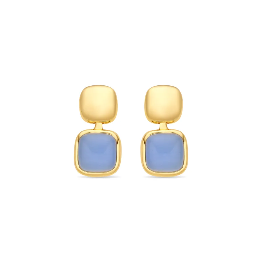 Pendientes de Ojo de Gato Azul acabado en oro amarillo de 18k - Laroi