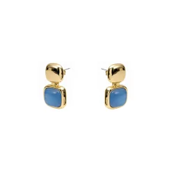 Pendientes de Ojo de Gato Azul acabado en oro amarillo de 18k - Laroi