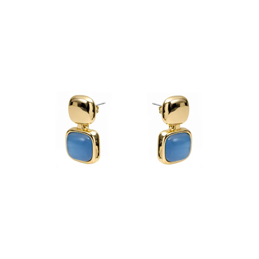 Pendientes de Ojo de Gato Azul acabado en oro amarillo de 18k - Laroi