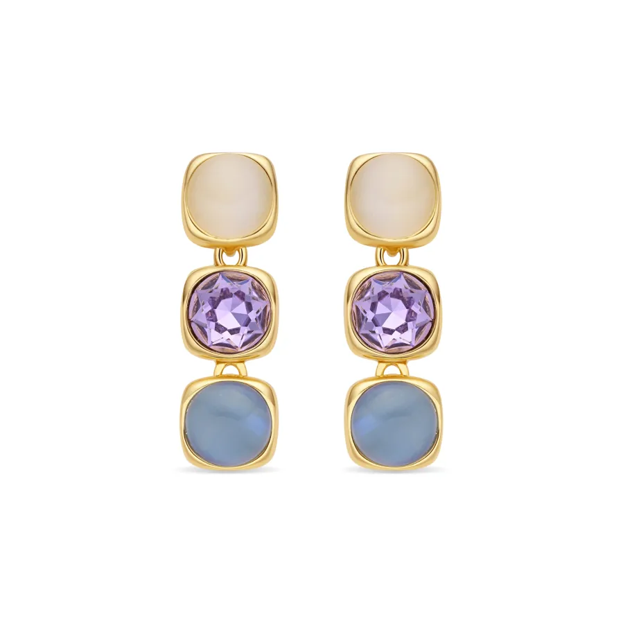 Pendientes de Ojo de Gato Azul acabado en oro amarillo de 18k - Shureo
