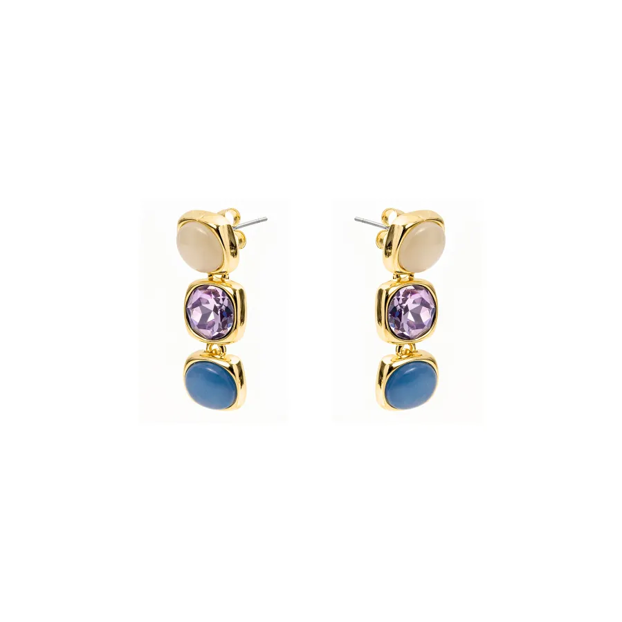 Pendientes de Ojo de Gato Azul acabado en oro amarillo de 18k - Shureo