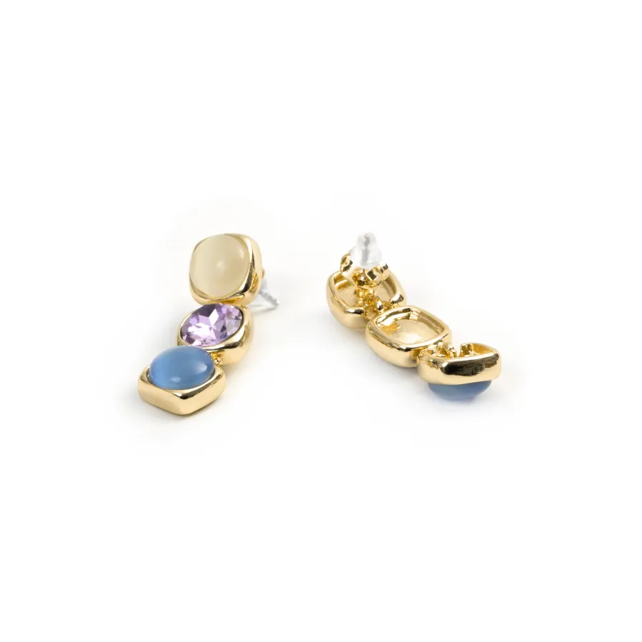 Pendientes de Ojo de Gato Azul acabado en oro amarillo de 18k - Shureo
