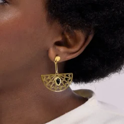 Pendientes de Onix acabados en oro amarillo 18K- Tawa