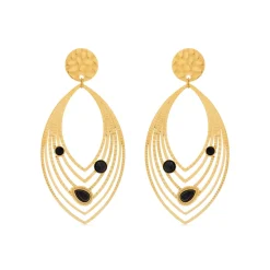 Pendientes de Onix acabados en oro amarillo 18K - Ycoa