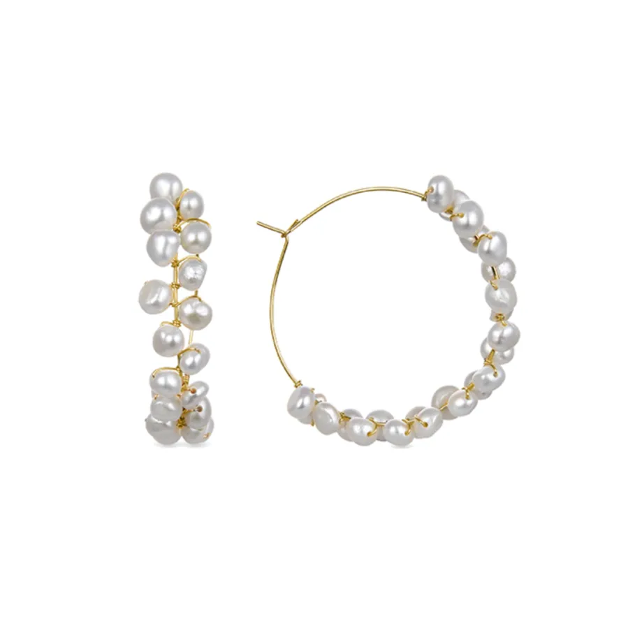 Pendientes de Perla Blanca acabados en oro amarillo 18K - Milba