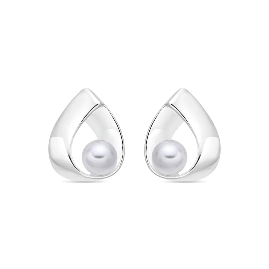 Pendientes de Perla Blanca Acabado En Plata - Blacki