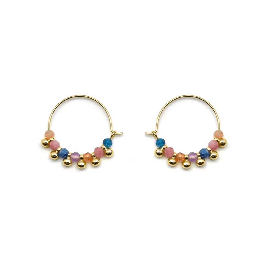 Pendientes de Plata de Ley 925 y Cristal Multicolor acabado oro 18k - Kapac