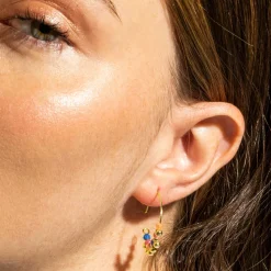 Pendientes de Plata de Ley 925 y Cristal Multicolor acabado oro 18k - Kapac