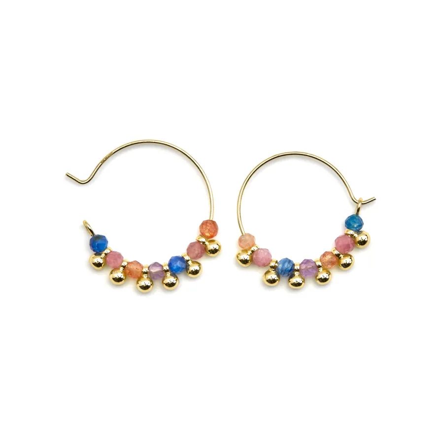 Pendientes de Plata de Ley 925 y Cristal Multicolor acabado oro 18k - Kapac