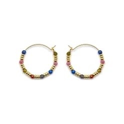 Pendientes de Plata de Ley 925 y Cristal Multicolor acabado oro 18k - Deli