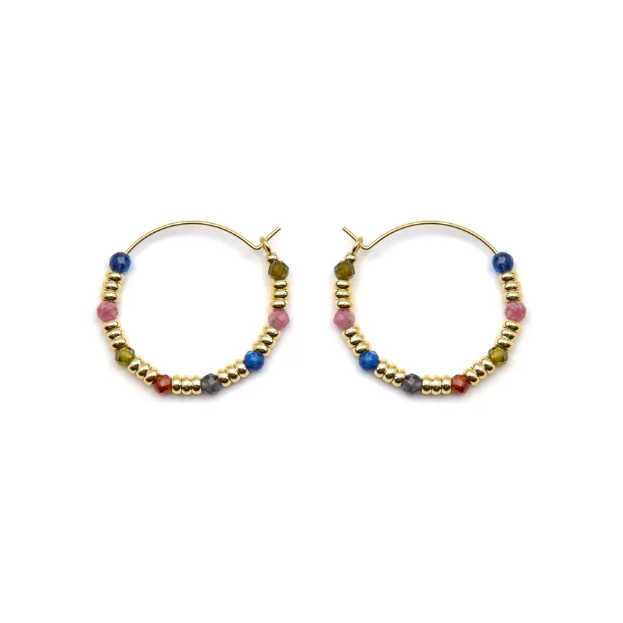 Pendientes de Plata de Ley 925 y Cristal Multicolor acabado oro 18k - Deli