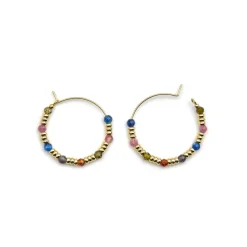 Pendientes de Plata de Ley 925 y Cristal Multicolor acabado oro 18k - Deli