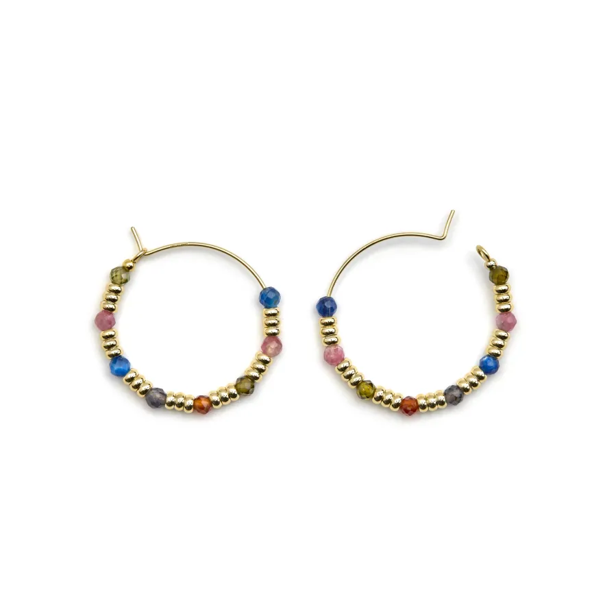 Pendientes de Plata de Ley 925 y Cristal Multicolor acabado oro 18k - Deli