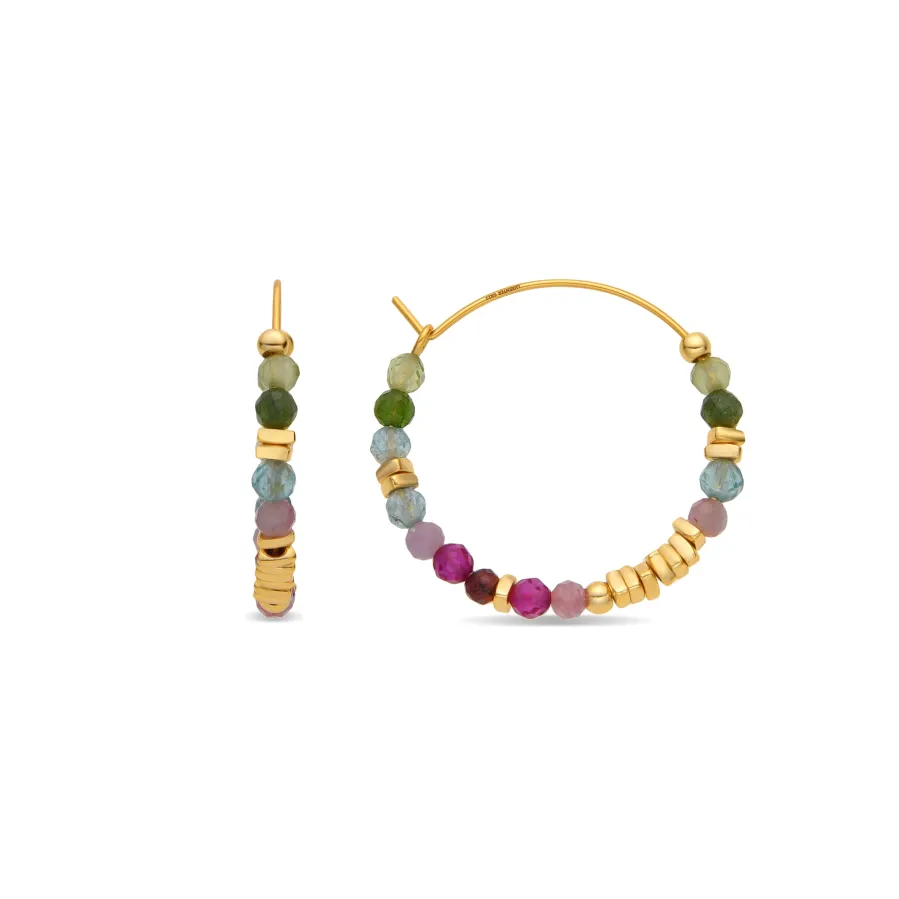 Pendientes de Plata de Ley 925 y Cristal Multicolor acabado oro amarillo de 18k - Ane