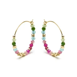 Pendientes de Plata de Ley 925 y Cristal Multicolor acabado oro amarillo de 18k - Ane