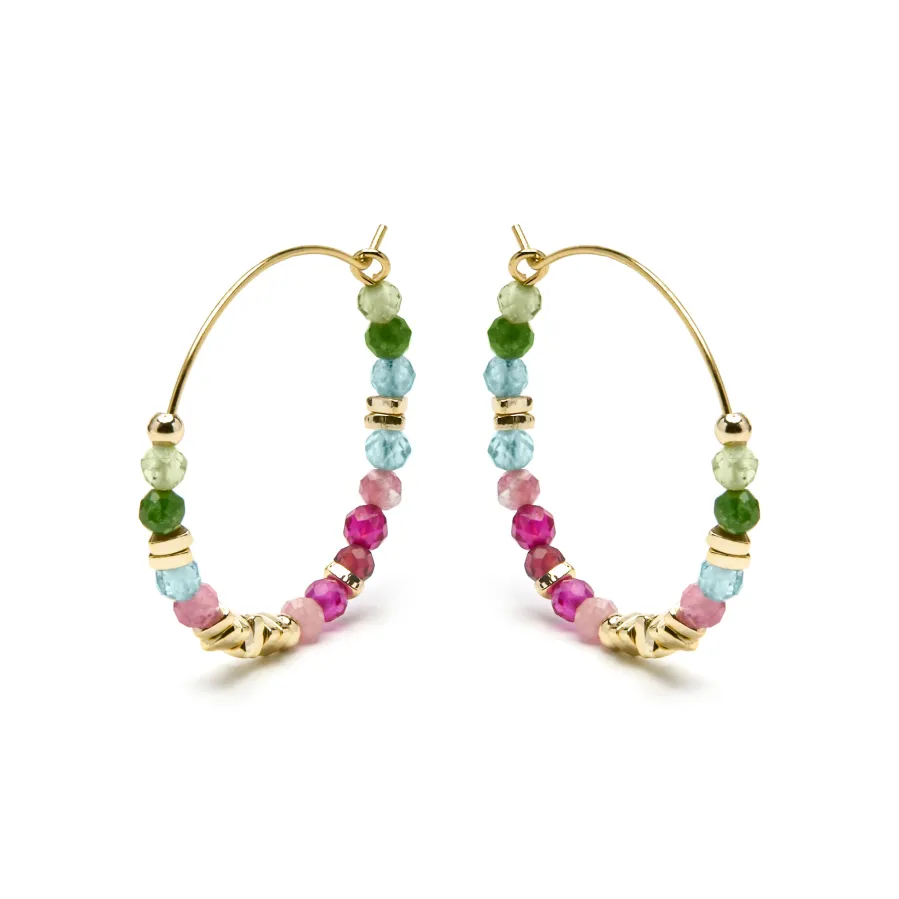 Pendientes de Plata de Ley 925 y Cristal Multicolor acabado oro amarillo de 18k - Ane