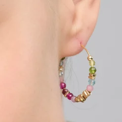 Pendientes de Plata de Ley 925 y Cristal Multicolor acabado oro amarillo de 18k - Ane