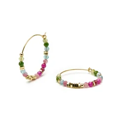 Pendientes de Plata de Ley 925 y Cristal Multicolor acabado oro amarillo de 18k - Ane