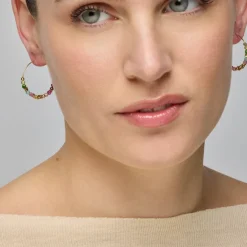 Pendientes de Plata de Ley 925 y Cristal Multicolor acabado oro amarillo de 18k - Ane