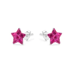 Pendientes de Plata de Ley 925 y Circonita Rosa acabado en rodio - Menerin