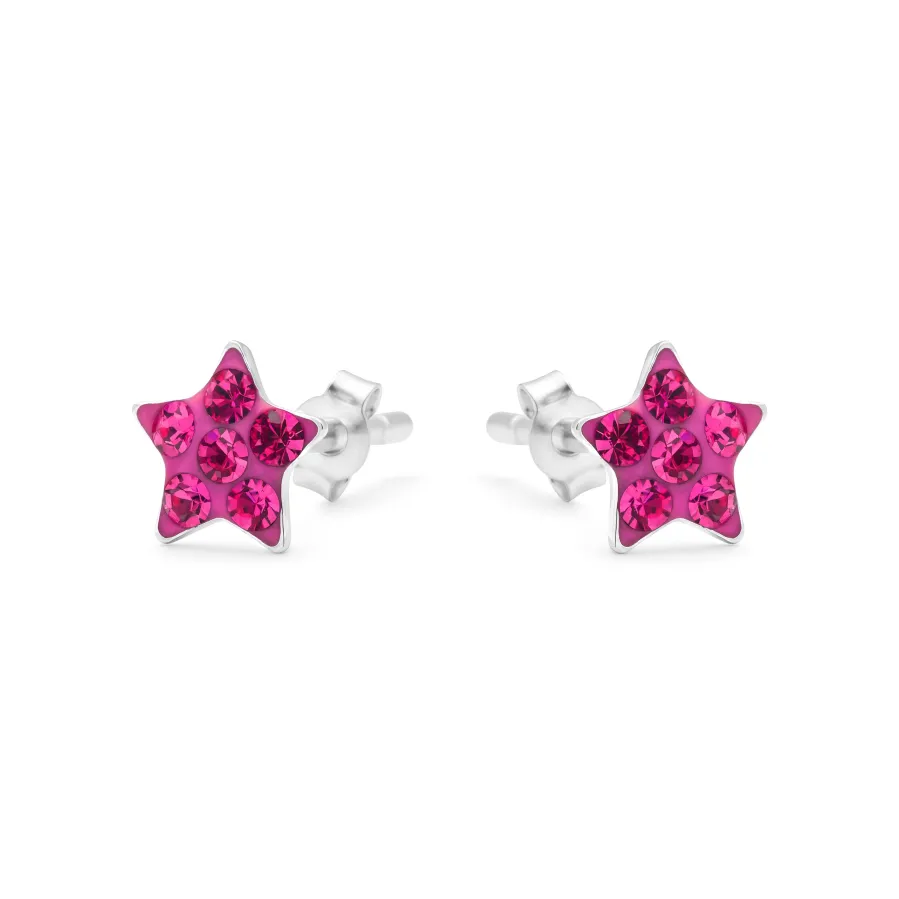 Pendientes de Plata de Ley 925 y Circonita Rosa acabado en rodio - Menerin