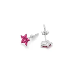 Pendientes de Plata de Ley 925 y Circonita Rosa acabado en rodio - Menerin