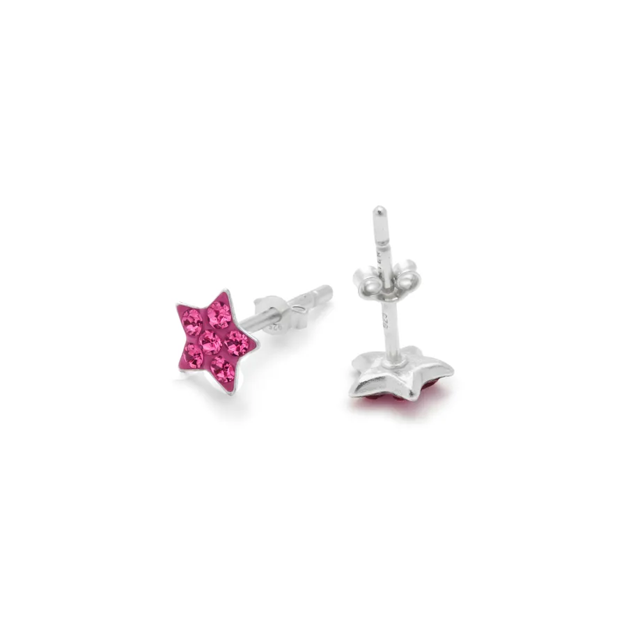 Pendientes de Plata de Ley 925 y Circonita Rosa acabado en rodio - Menerin