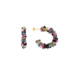 Pendientes de Plata de Ley 925 con Turmalina Multicolor acabados en oro amarillo 18K - Salblai