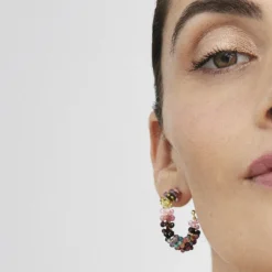 Pendientes de Plata de Ley 925 con Turmalina Multicolor acabados en oro amarillo 18K - Salblai